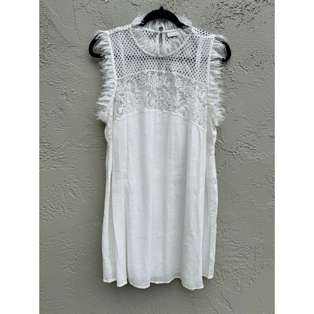 Hinge NEW White Lace Sleeveless Eyelet Dress SMALL Cottagecore Boho Festival